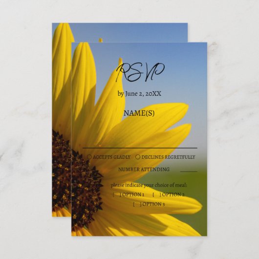 Zonnebloem Bruiloft RSVP Kaarten (Voorkant / Achterkant)