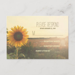zonnebloem bruiloft RSVP kaarten Kaartje