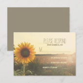  zonnebloem bruiloft RSVP kaarten Kaartje (Voorkant / Achterkant)