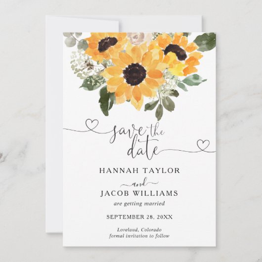 Zonnebloem Bruiloft Save The Date (Voorkant)