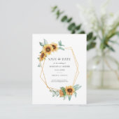 Zonnebloem Bruiloft Save the Date (Staand voorkant)