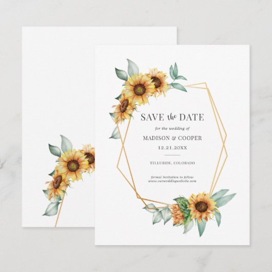 Zonnebloem Bruiloft Save the Date (Voorkant / Achterkant)