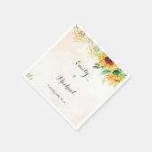 Zonnebloem bruiloft servetten gepersonaliseerd (Hoek)