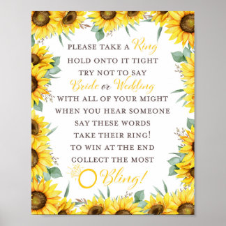 Zonnebloem Bruiloft Spel Bord Poster