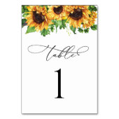 Zonnebloem bruiloft tafel nummers kaart (Voorkant)