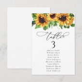 Zonnebloem bruiloft tafel Zitkaart Kaarten (Voorkant / Achterkant)
