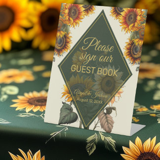 Zonnebloem bruiloft Teken ons gastenboek Reclamebord Met Voetstuk