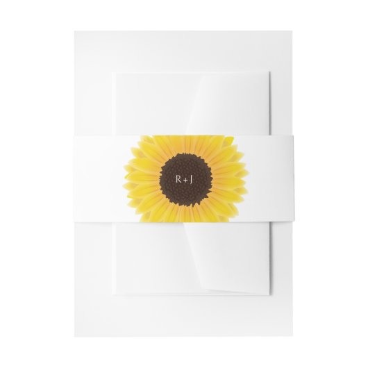 Zonnebloem bruiloft uitnodiging buik band uitnodigingen wikkel (Voorkant Voorbeeld)