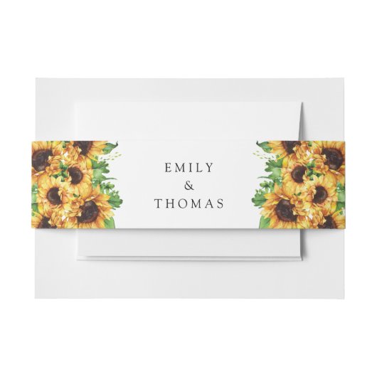 Zonnebloem bruiloft uitnodiging buik band uitnodigingen wikkel (Voorkant Voorbeeld)