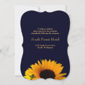 Zonnebloem bruiloft uitnodiging (Navy Blue) (Achterkant)