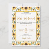 Zonnebloem bruiloft uitnodiging – Rustieke zomer f (Voorkant)