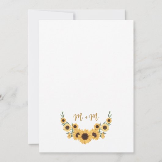 Zonnebloem bruiloft uitnodiging – Rustieke zomer f (Achterkant)