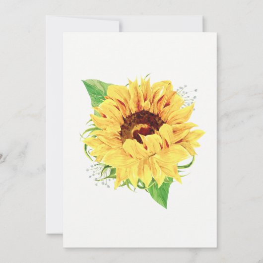 Zonnebloem bruiloft uitnodiging Waterverf Bloemen (Achterkant)