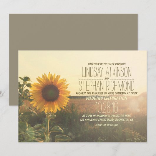  zonnebloem bruiloft uitnodigingen (Voorkant / Achterkant)