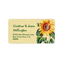 Zonnebloem Bruiloft V13 Goud en Groen Etiket