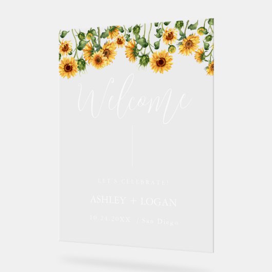 Zonnebloem bruiloft Welkom acryl teken Acryl Bord (Hoek)