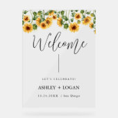 Zonnebloem bruiloft Welkomstbord Acryl Bord (Voorkant)