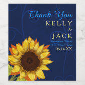 Zonnebloem bruiloft wijn label wijn etiket (Enkel label)