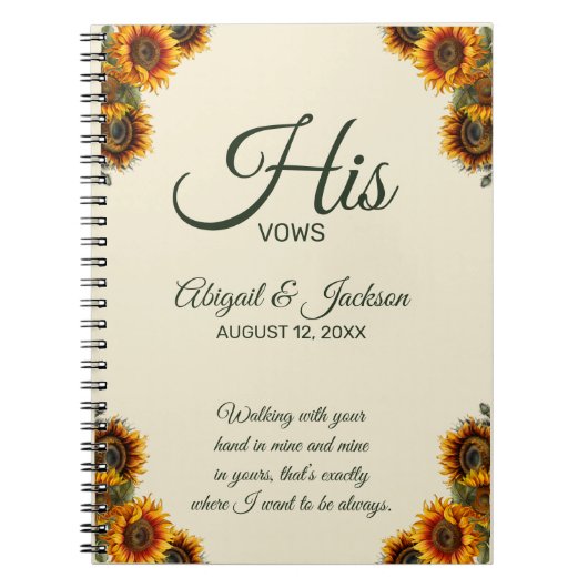 Zonnebloem bruiloft zijn geloften  Notitieboek (Voorkant)