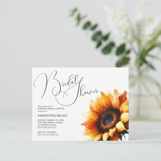 Zonnebloem Bruiloftsfeest Uitnodiging (Staand voorkant)