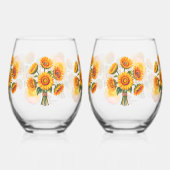 Zonnebloem Bruiloftsfeest Wijnglas Zonder Voet (Links)