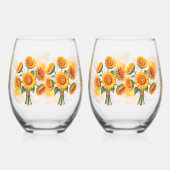 Zonnebloem Bruiloftsfeest Wijnglas Zonder Voet (Rechts)