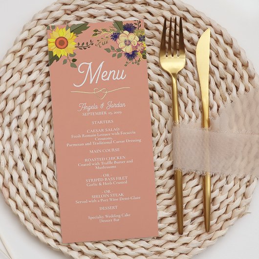Zonnebloem Bruiloftsmenu Menu