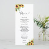 Zonnebloem Bruiloftsmenu Menu (Staand voorkant)