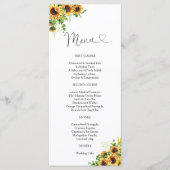 Zonnebloem Bruiloftsmenu Menu (Voorkant)