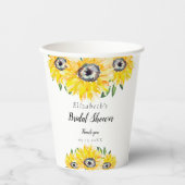 Zonnebloem Bruiloftsontbijt Script Modern Bloem Ch Papieren Bekers (Voorkant)