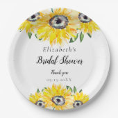 Zonnebloem Bruiloftsontbijt Script Modern Bloem Ch Papieren Bordje (Voorkant)