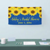Zonnebloem Bruiloftsshower Achtergrond Blauwe Bloe Spandoek (Beurs)