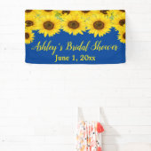 Zonnebloem Bruiloftsshower Achtergrond Blauwe Bloe Spandoek (Insitu)