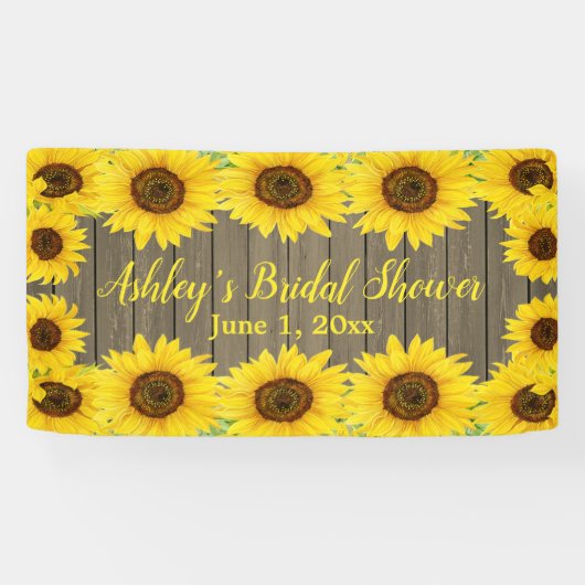 Zonnebloem Bruiloftsshower Achtergrond Rustieke Ho Spandoek (Horizontaal)