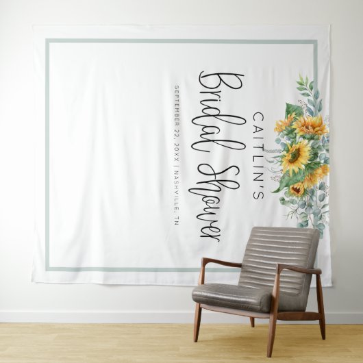 Zonnebloem Bruiloftsshower Fotocabine Achtergrond Wandkleed (In Situ (horizontaal))