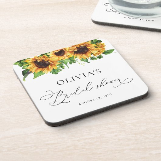 Zonnebloem Bruiloftsshower Onderzetters (Linkerzijde)