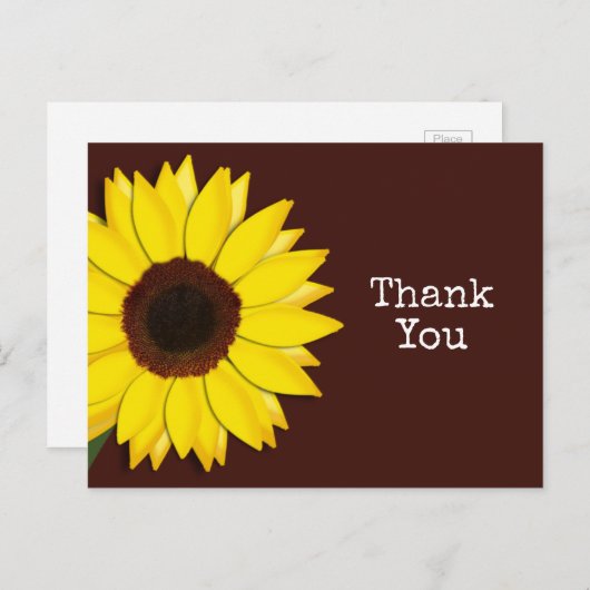 Zonnebloem Bruin Dank u voor elke tekst Briefkaart (Voorkant / Achterkant)