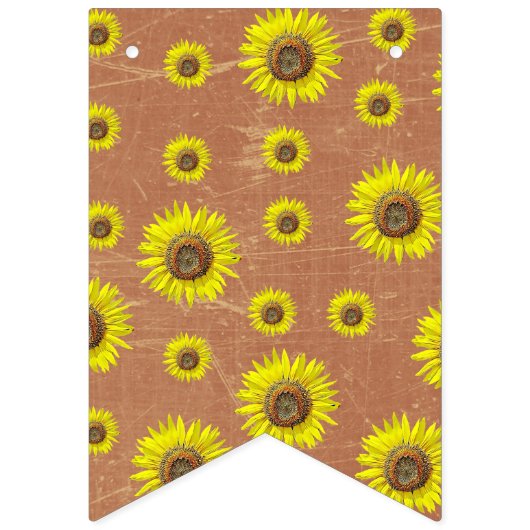 Zonnebloem bruin en geel feest banner (Eerste vlag)