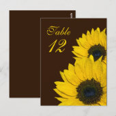 Zonnebloem Bruin Geel Trouwtafel Nummer Kaart (Voorkant / Achterkant)
