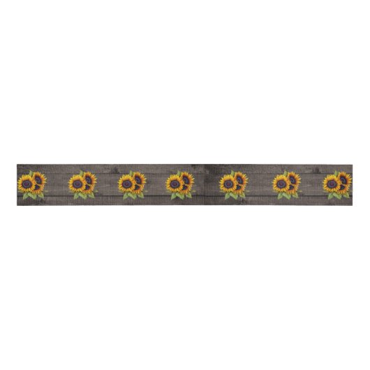Zonnebloem Bruin Hout Graan Style Ribbon Grosgrain Lint (Voorkant)