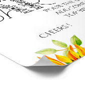 Zonnebloem bubbelbar trouwfeest bord poster (Hoek)