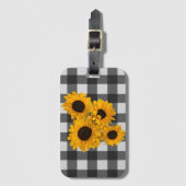 Zonnebloem Buffalo Plaid Bagagelabel (Voorkant (verticaal))