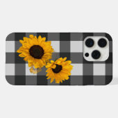 Zonnebloem Buffalo Plaid iPhone Hoesje (Achterkant horizontaal)