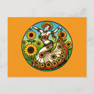 Zonnebloem buikdanser briefkaart