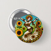 Zonnebloem buikdanser ronde button 5,7 cm (Voorkant /achterkant)