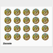 Zonnebloem buikdanser ronde sticker (Vel)
