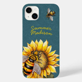 Zonnebloem Bumble Bees Bloemen Groen Script Naam Case-Mate iPhone 14 Plus Hoesje
