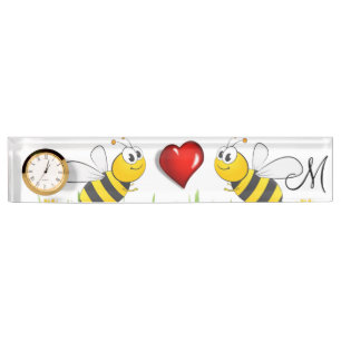 Zonnebloem Bumblebee Red Heart Desk Naamplaat Naambordje