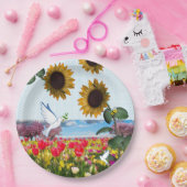 Zonnebloem Bumblebee White Dove Paper Borden Papieren Bordje (Feest)