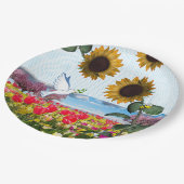 Zonnebloem Bumblebee White Dove Paper Borden Papieren Bordje (Gekanteld)